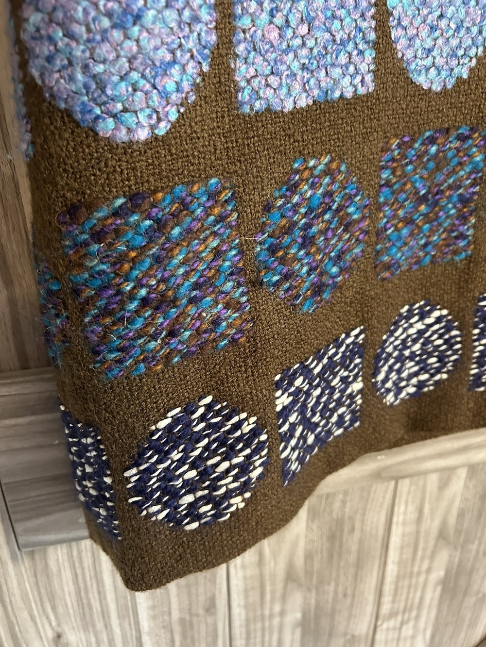 Vintage Artisanal Woven Geometric A-Line Skirt Heavy Knit Long 34" Waist - Picture 3 of 9